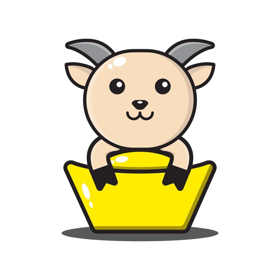cute goat chinese zodiac hugging goldPrint vector
