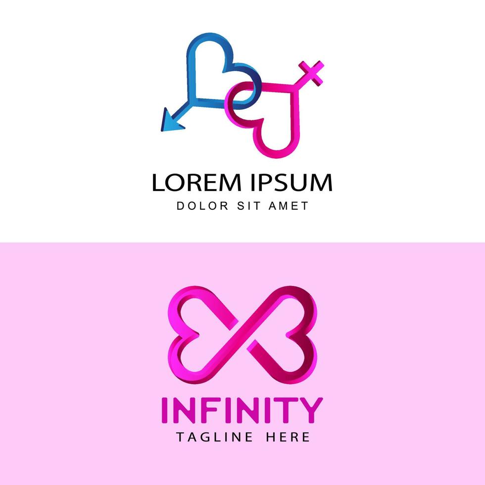 gender and infinity love medical logo template design vector