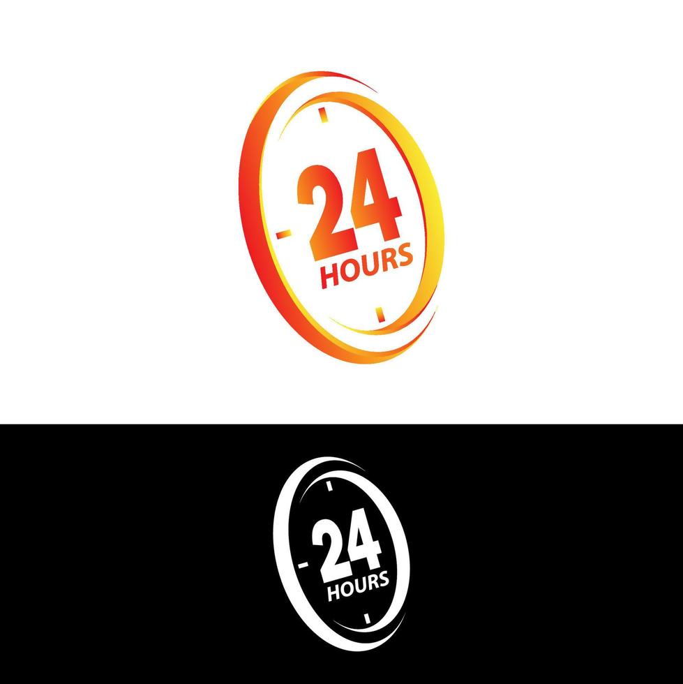 modern 24 hours service sign logo illustration template design vector in isolated white background