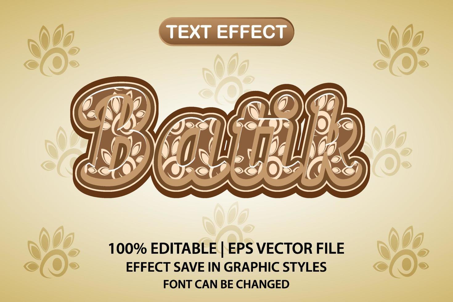 batik 3d editable text effect vector