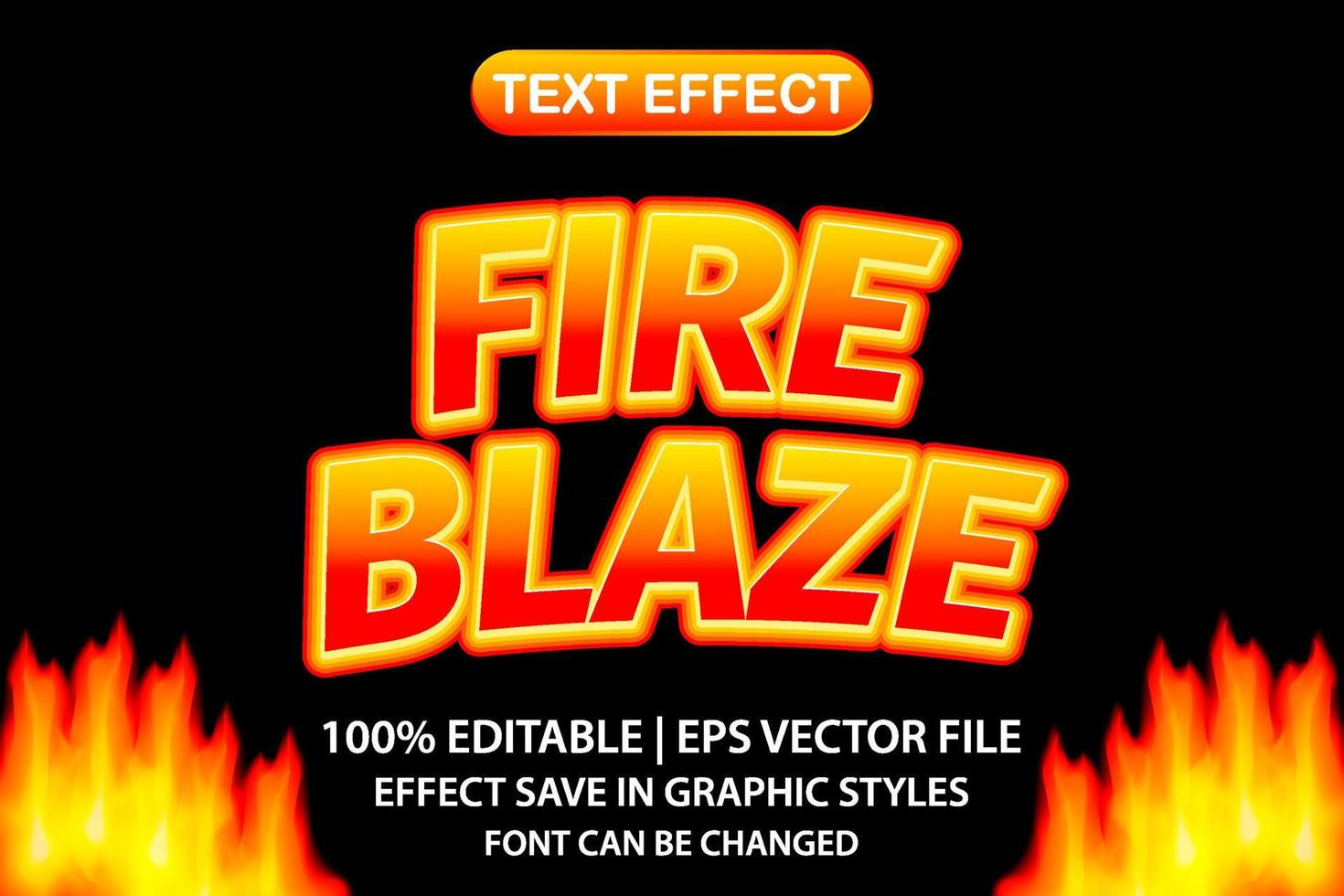 fire blaze 3d editable text effect vector