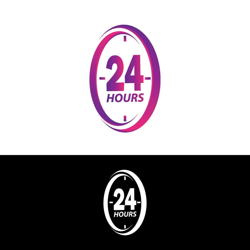 modern 24 hours service sign logo illustration template design vector in isolated white background