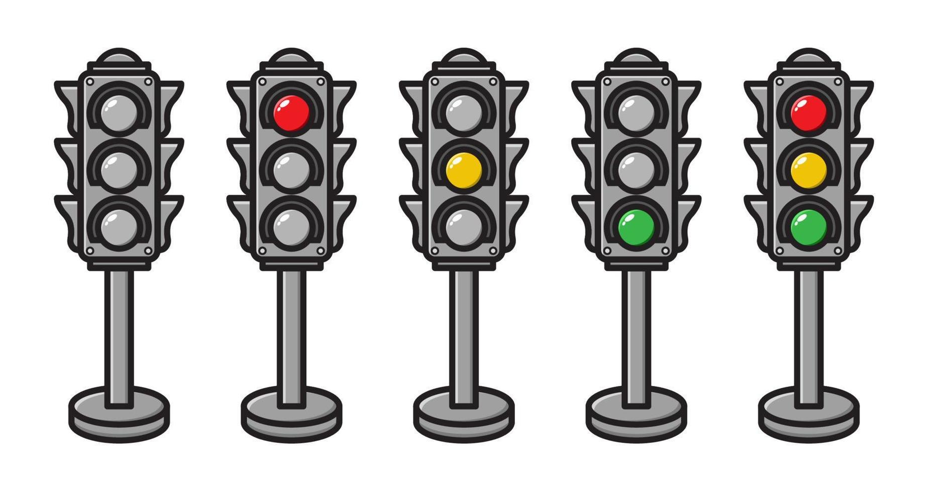 set of traffic light in white background vector