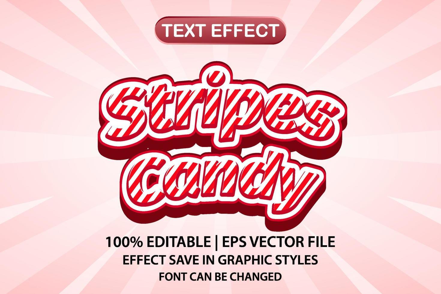 stripes candy 3d editable text effect vector