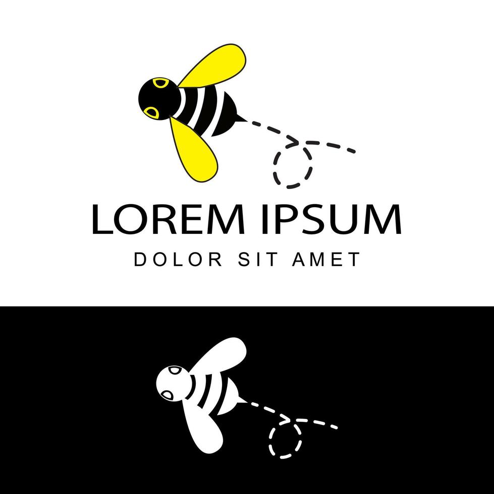 mascota, vuelo, abeja, logotipo, plantilla, diseño, vector, en, aislado, plano de fondo vector