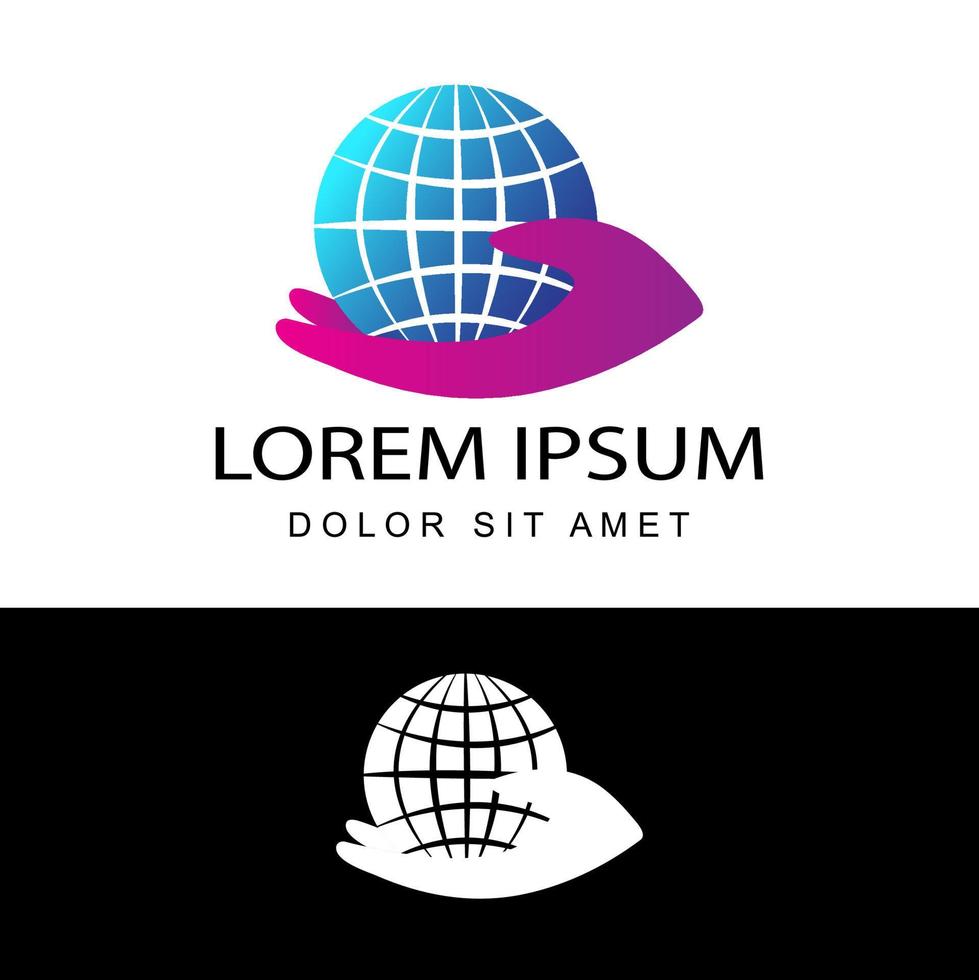 global, globe, world safe logo template design vector in isolated white background