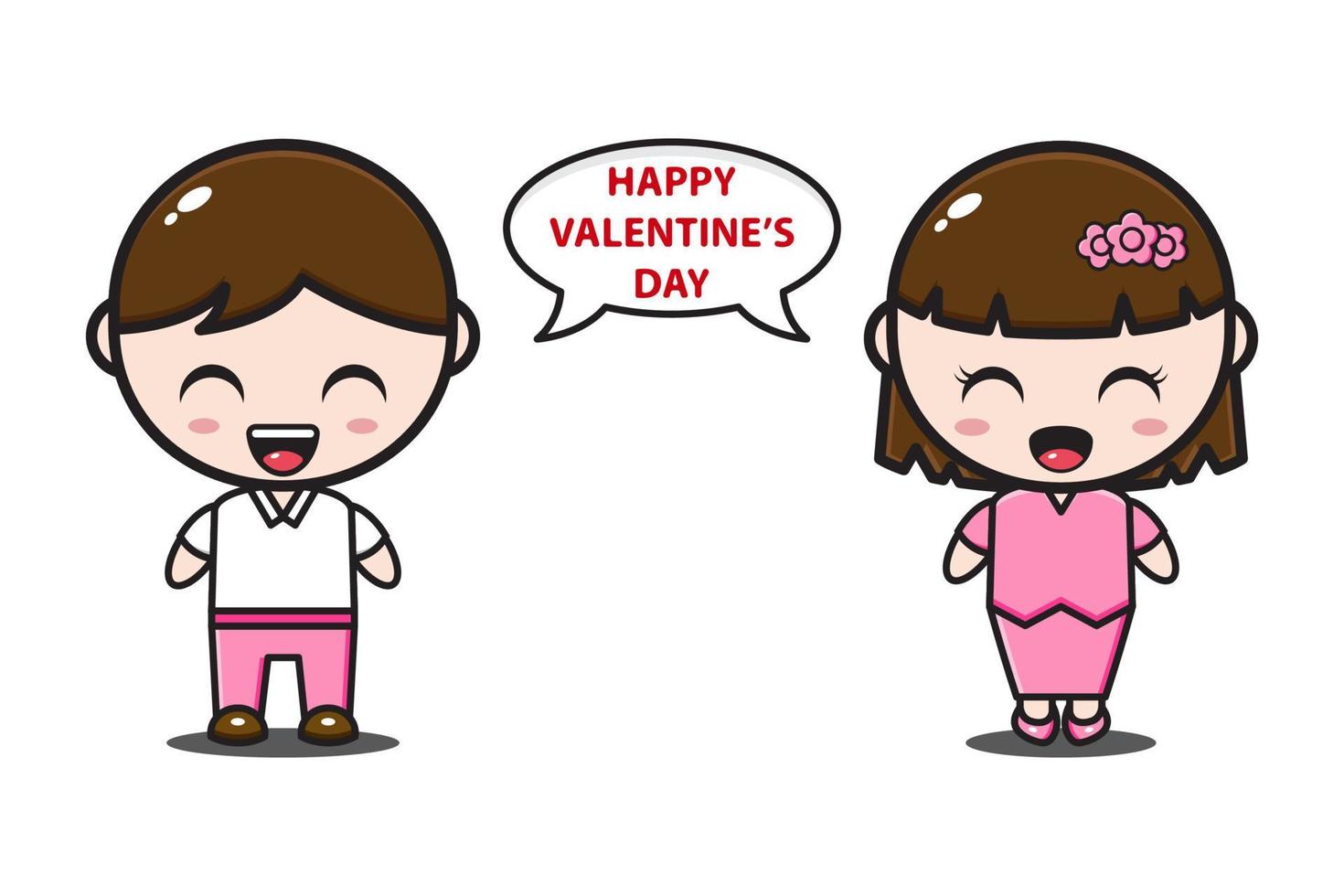 cute couple say happy valentine day vector