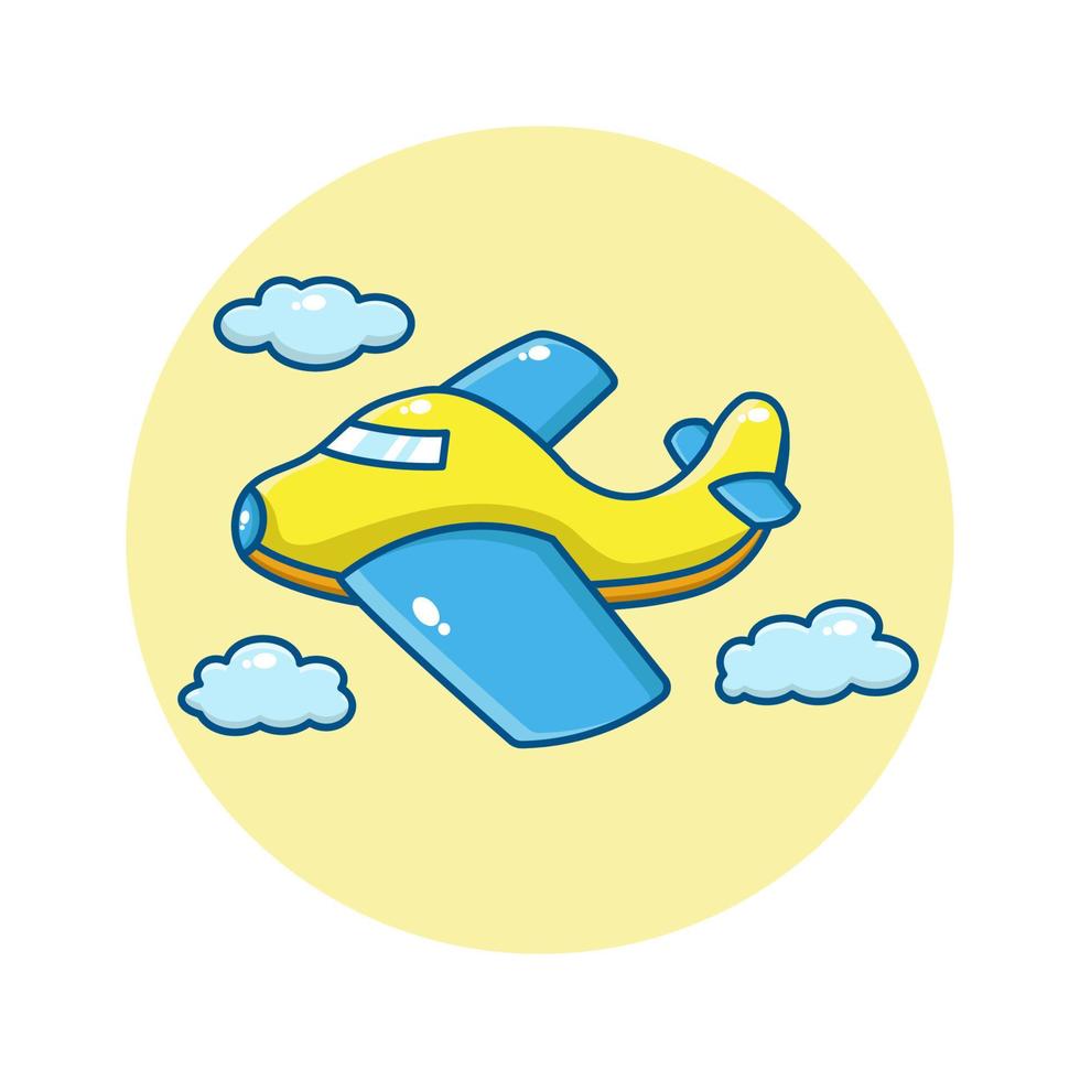 cartoon illustration of cute airplane flying vector