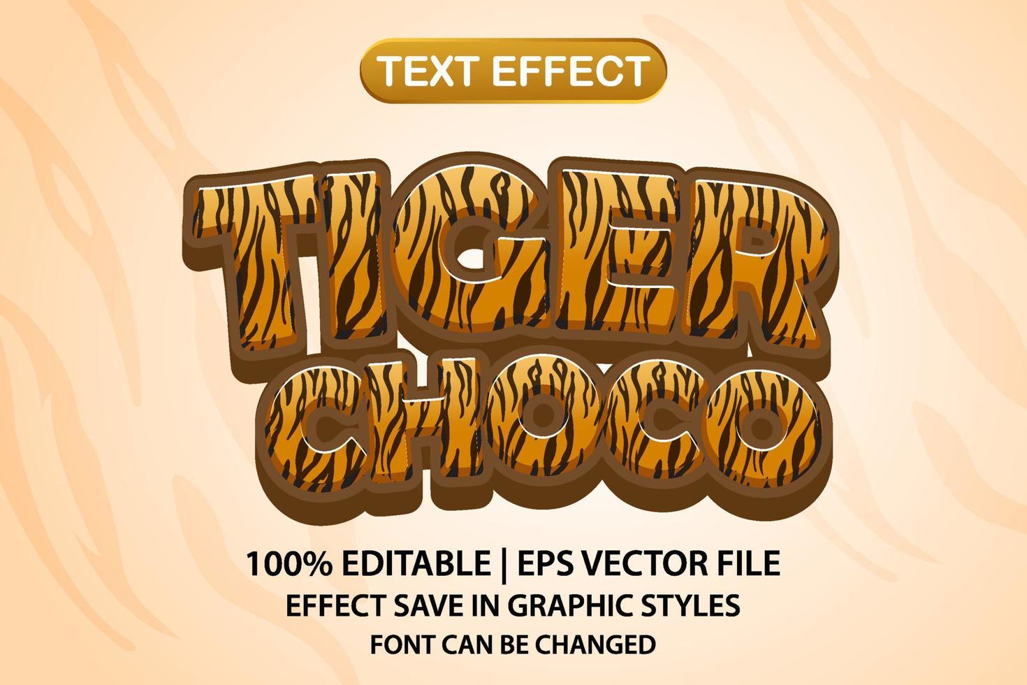 efecto de texto editable 3d tiger choco vector