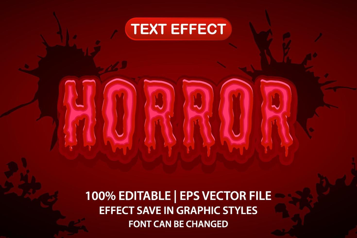 efecto de texto editable 3d de terror vector