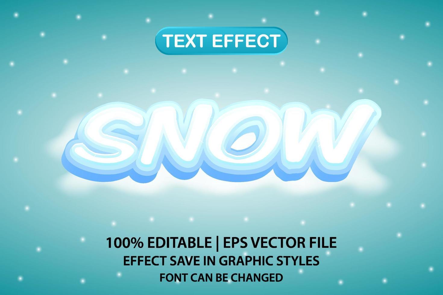 snow 3d editable text effect vector