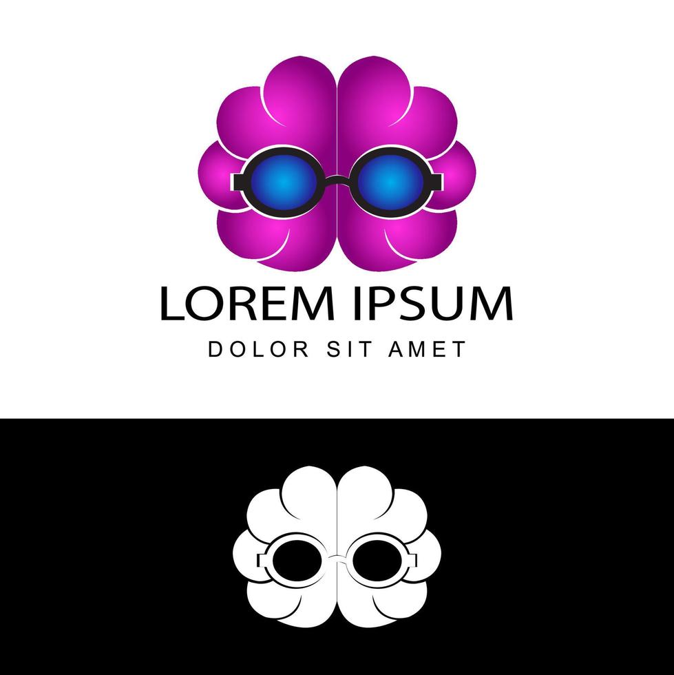 Vector de diseño de plantilla de logotipo moderno de idea de cerebro colorido en fondo blanco aislado, símbolo de creatividad, conocimiento, mente y pensamiento