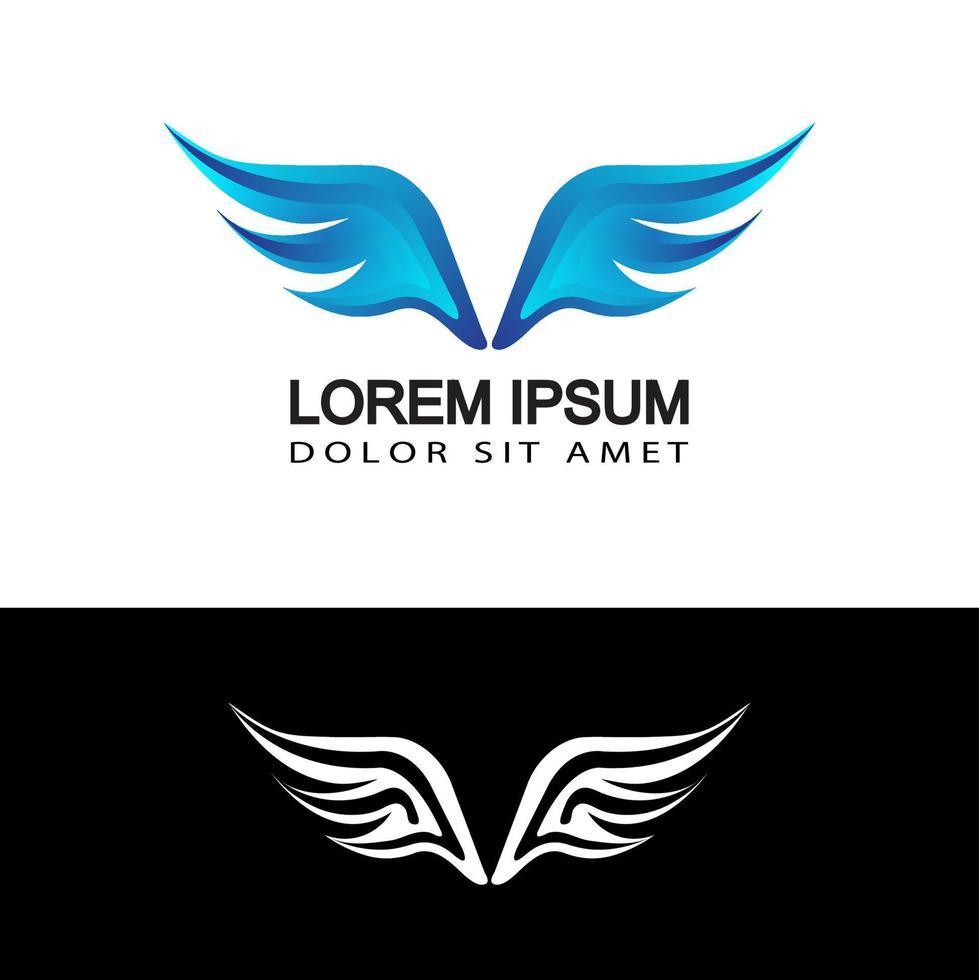modern blue wings logo template design vector in isolated background