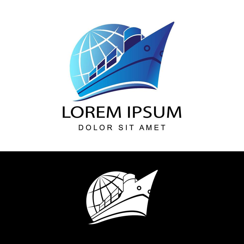 Diseño de plantilla de logotipo de carga de envío internacional rápido global moderno vector
