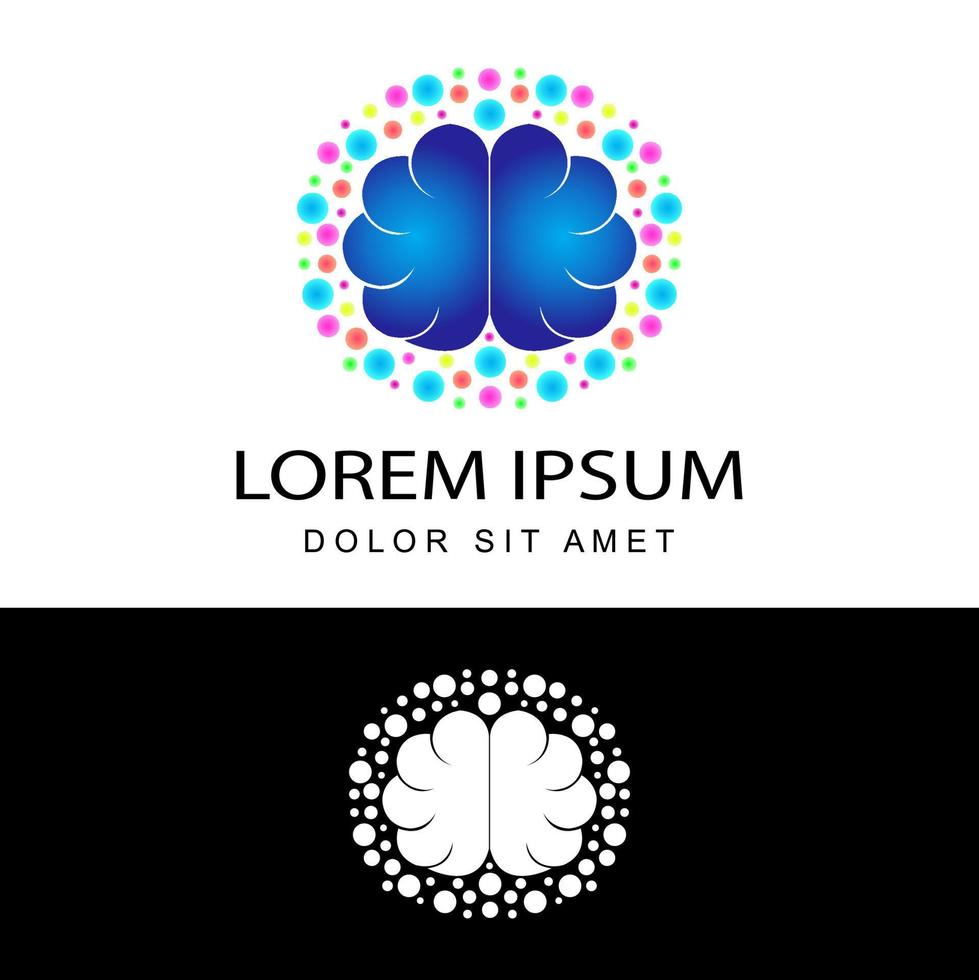 colorful brain idea modern logo template design vector in isolated white background, symbol of creativity, knowledge, mind, and thinking