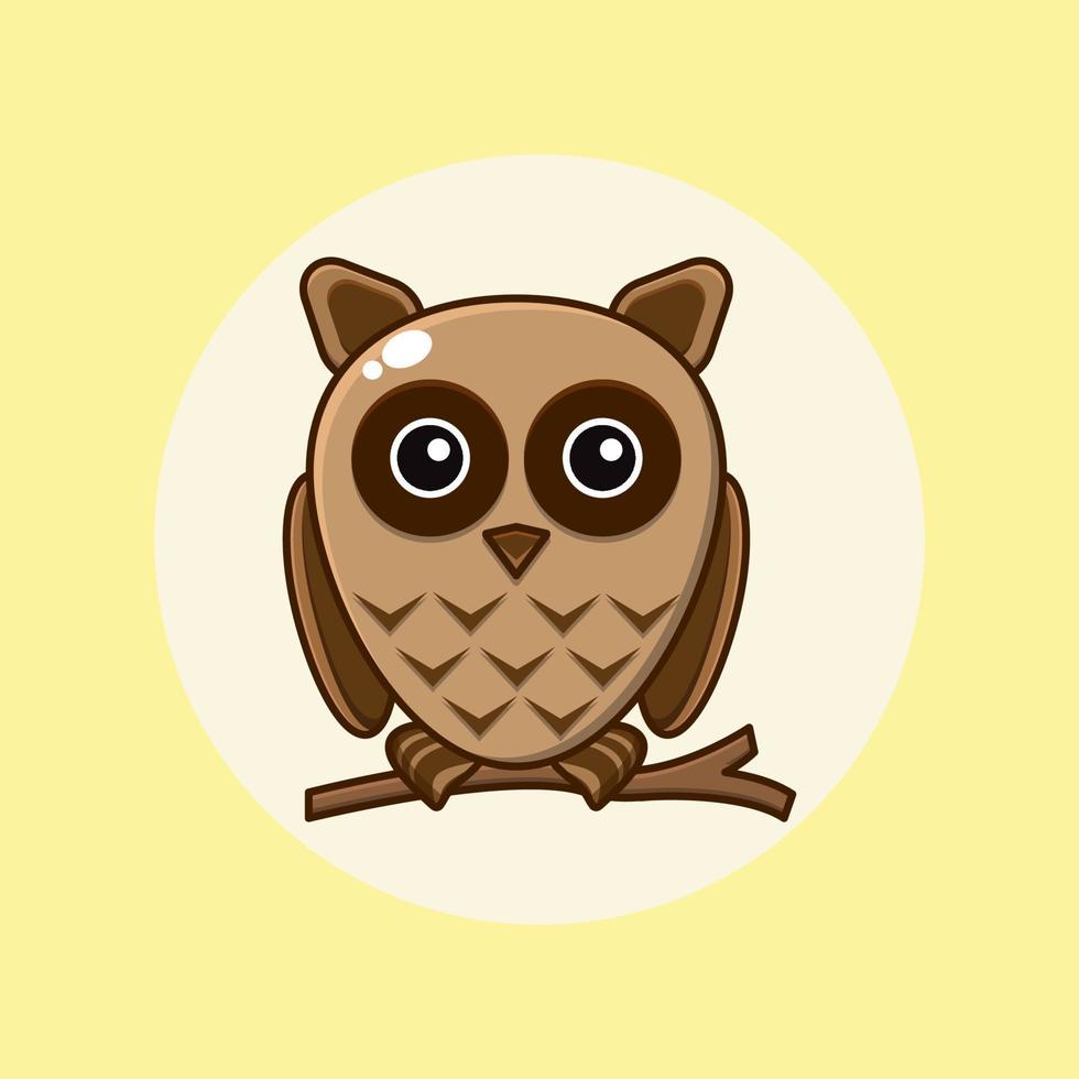 cartoon illustration of a cute owl perched on a tree branch vector