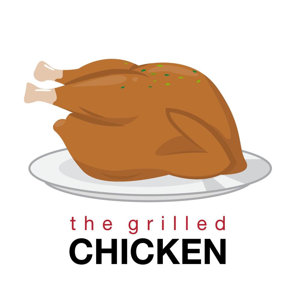Grilled chicken or Roasted chicken flat icon style vector