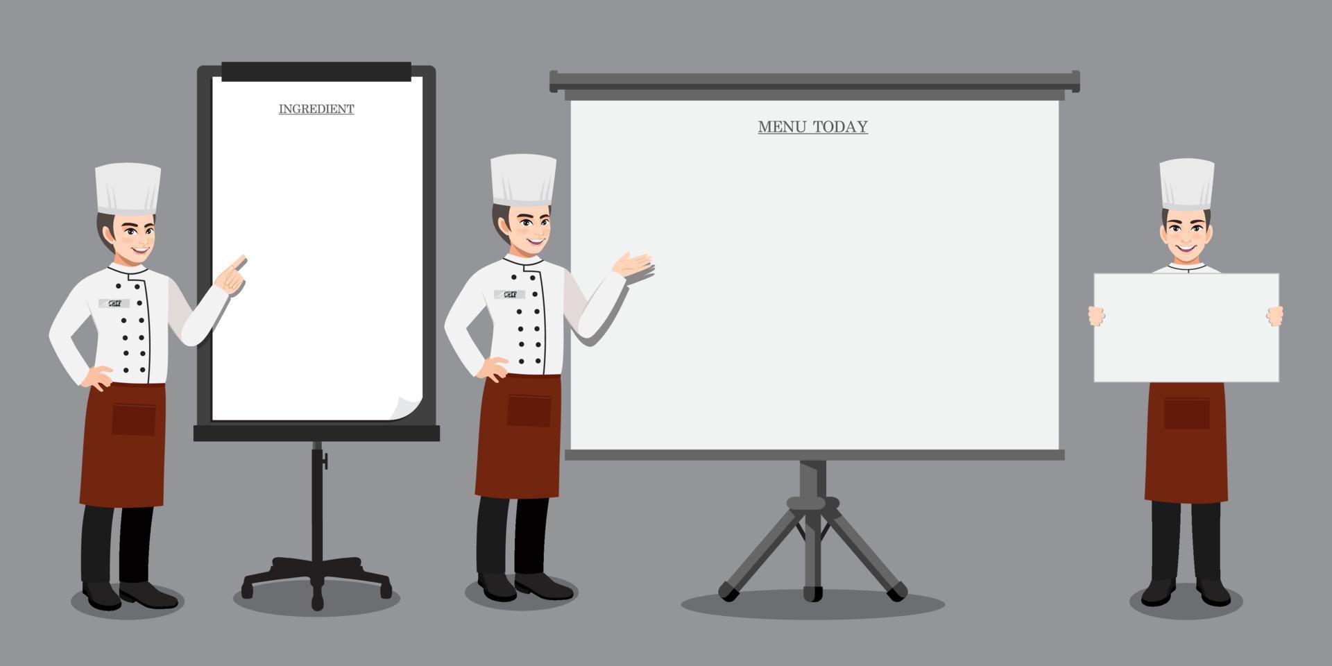Professional Chef working character vector design, with different poses vector illustration cartoon character