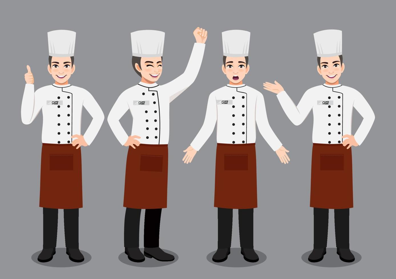 Professional Chef working character vector design, with different poses vector illustration cartoon character