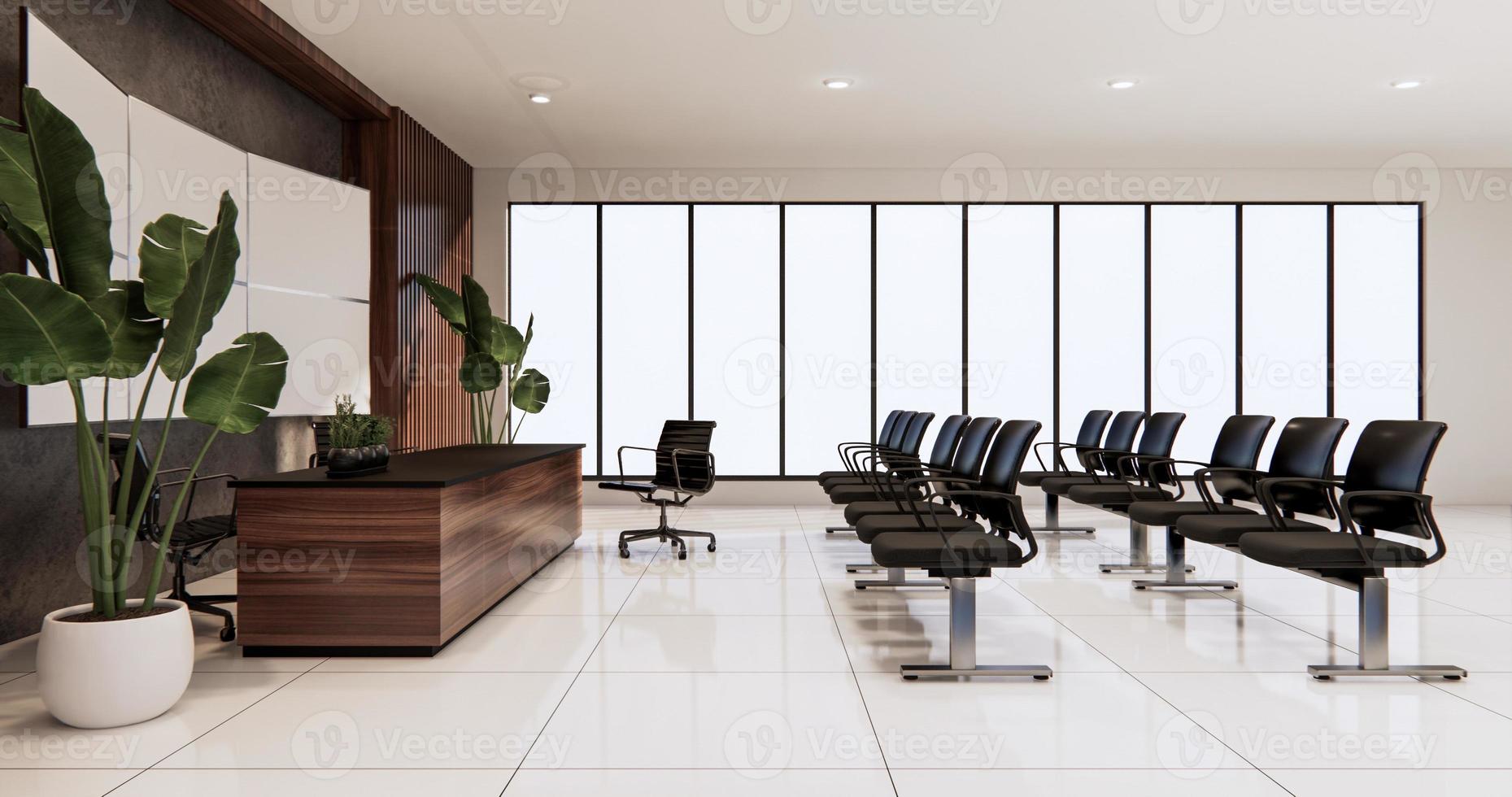 Interior de la sala de espera en el diseño de la oficina Representación 3D foto
