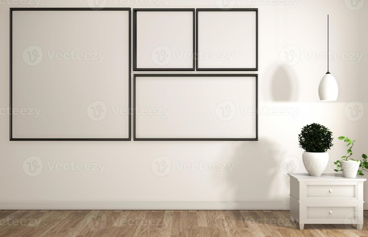 frame on white wall room zen style.3D rendering photo