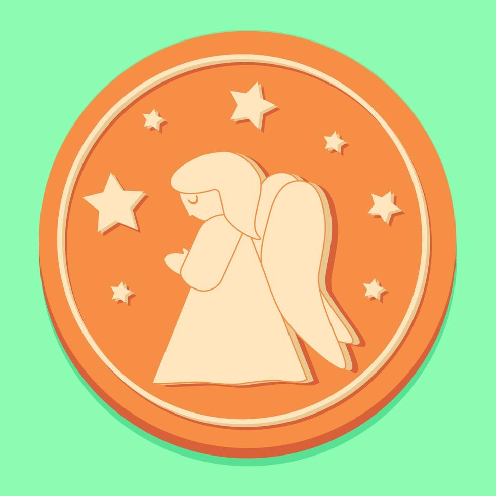 angel on gingerbread. gingerbread with an angel frosting vector