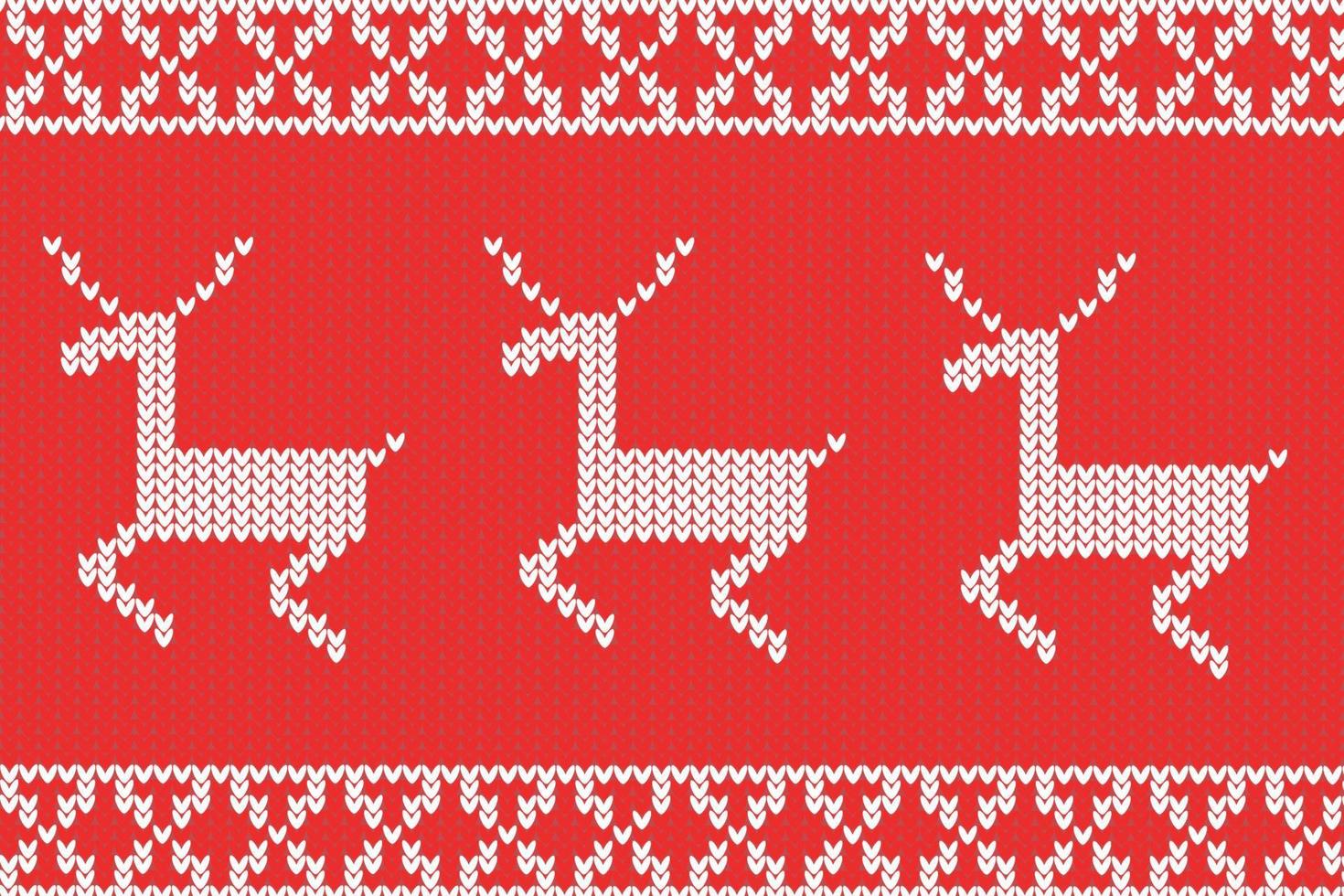 knitting red background white deer vector