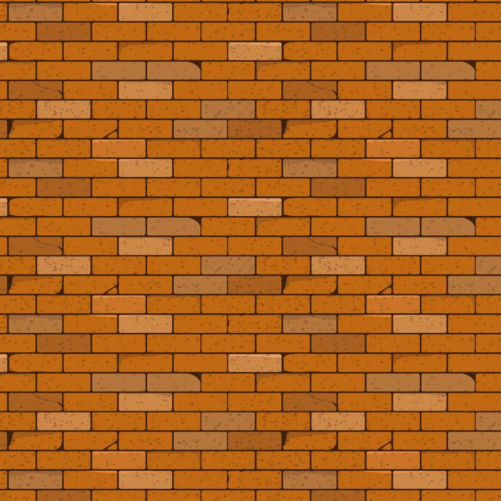 Seamless pattern wall made of old red brown beige brick with chips and cracks vector