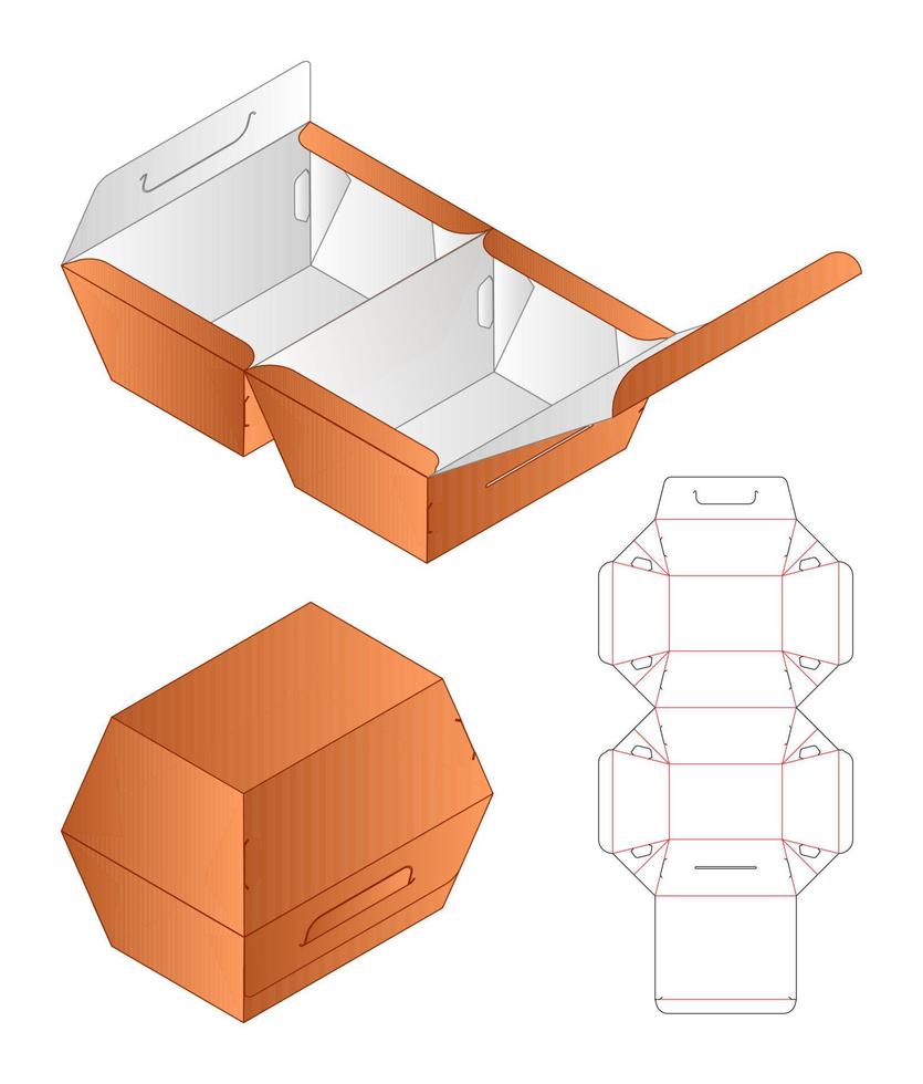 diseño de plantilla troquelada de embalaje de caja. Maqueta 3d vector