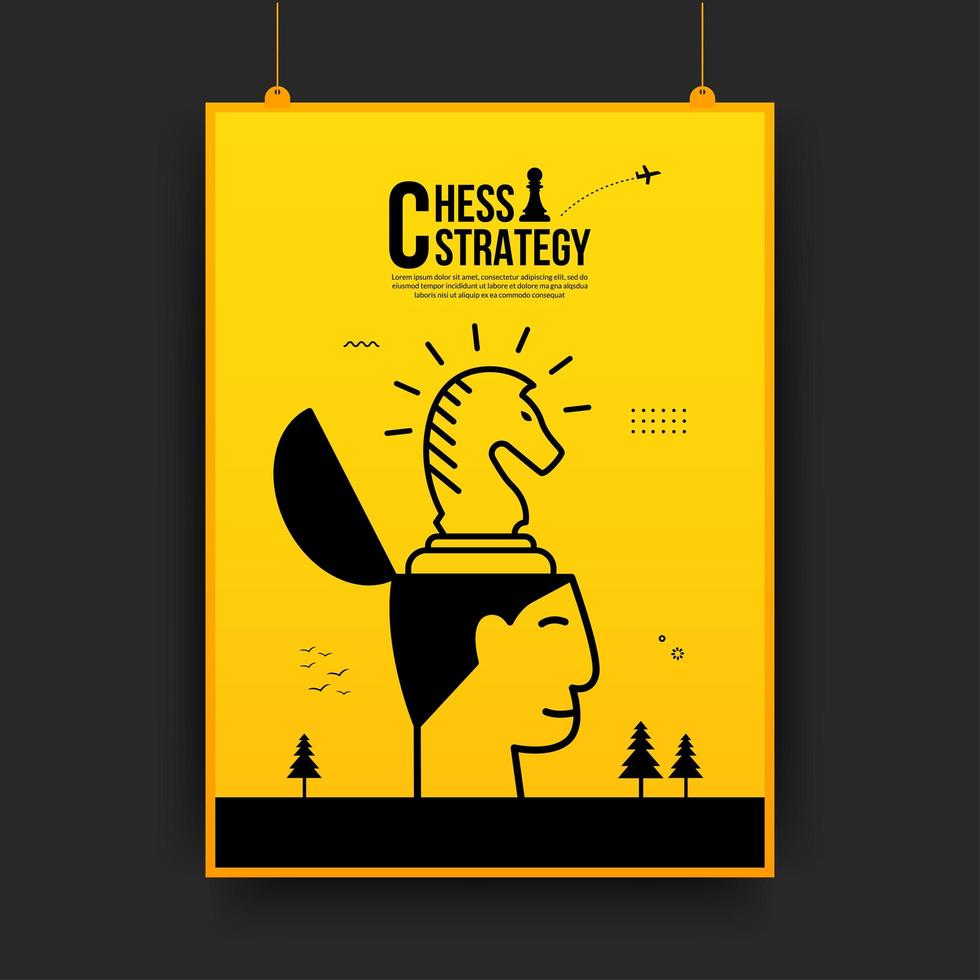 Chess battle competition flyer, concept of business strategy and management vector