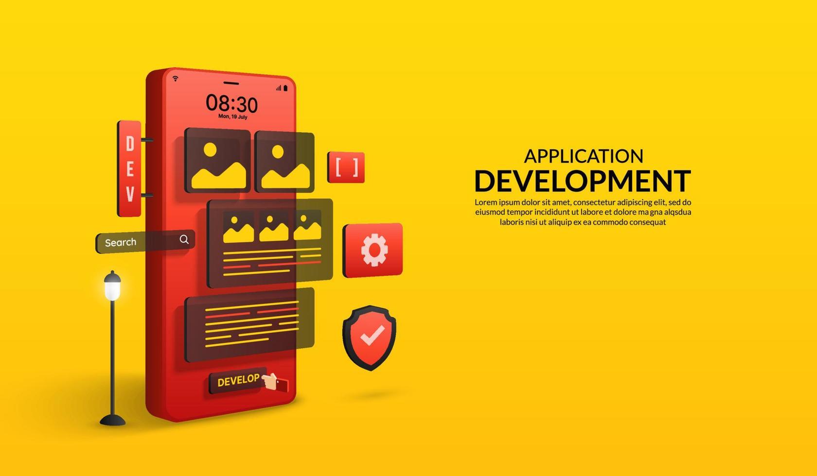 Web, Software and Application development concept, coding and programming, Responsive layout UX UI design vector