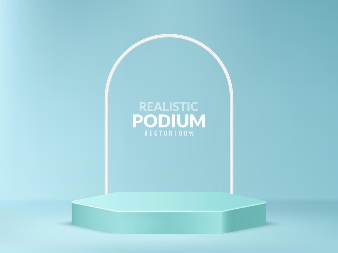 Blue pastel podium for product display on minimal scene, pastel empty stage 3D illustration template vector