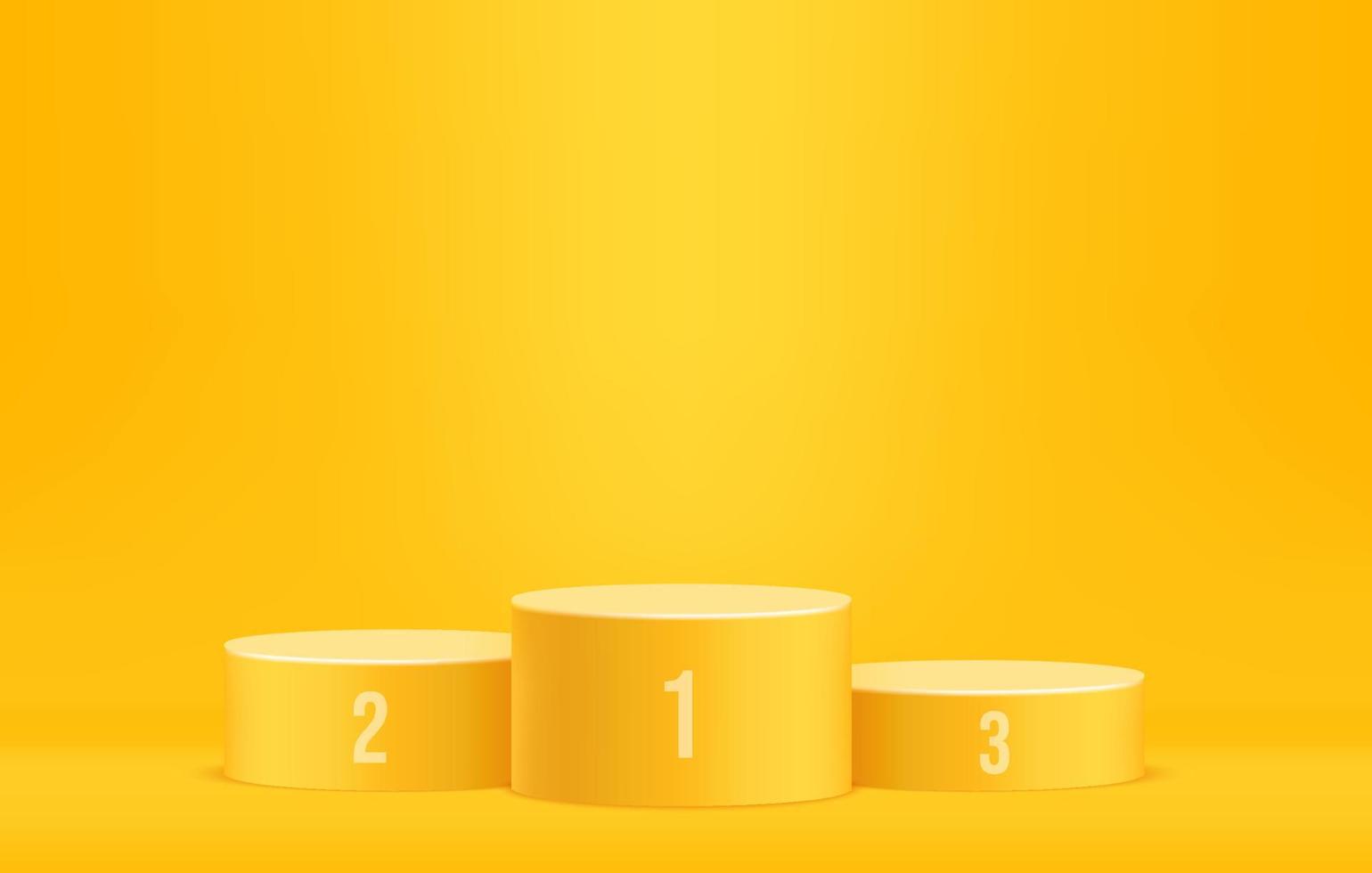 Competition winner podium on minimal scene, Announcement award stage, Yellow pedestal for product display template vector
