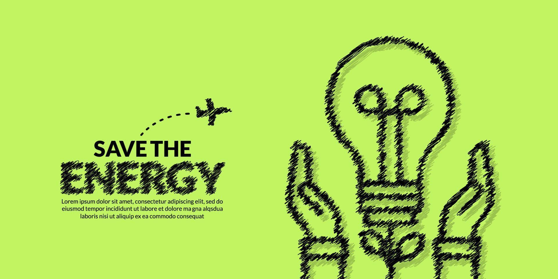 Eco energy saving and save the world social media post template, Hand hold light bulb plant on background vector