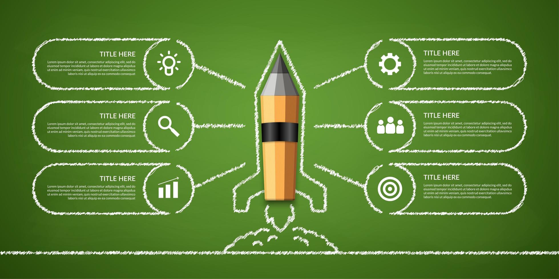 Pencil rocket launching out from the book workflow infographic, welcome back to school background vector