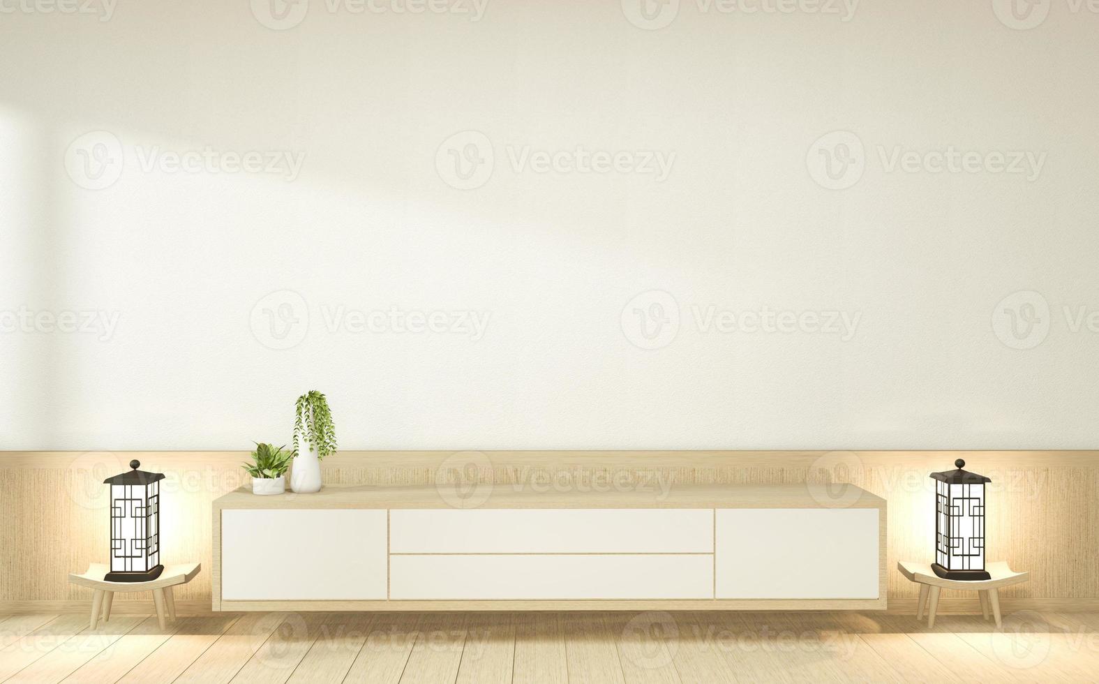gabinete de madera en blanco estilo de habitación interior vacía, representación 3d foto