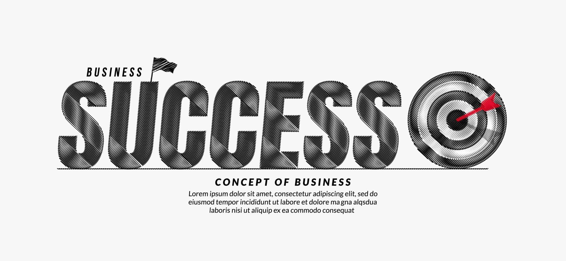 Success scribble text design background, business target lettering typography concept, Business motivation quote vector
