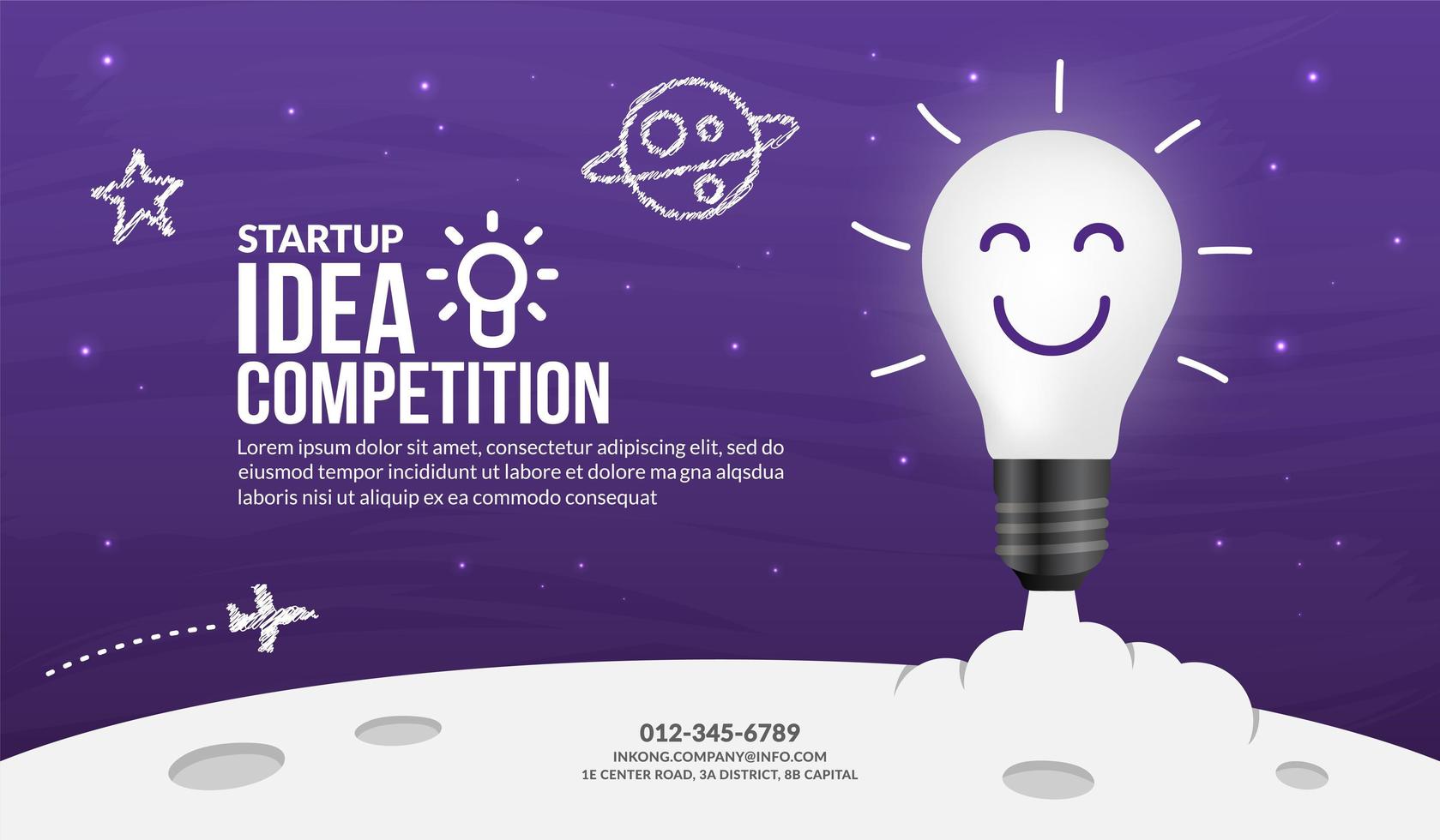 Light bulb launching to space background, Smart thinking for business startup concept vector