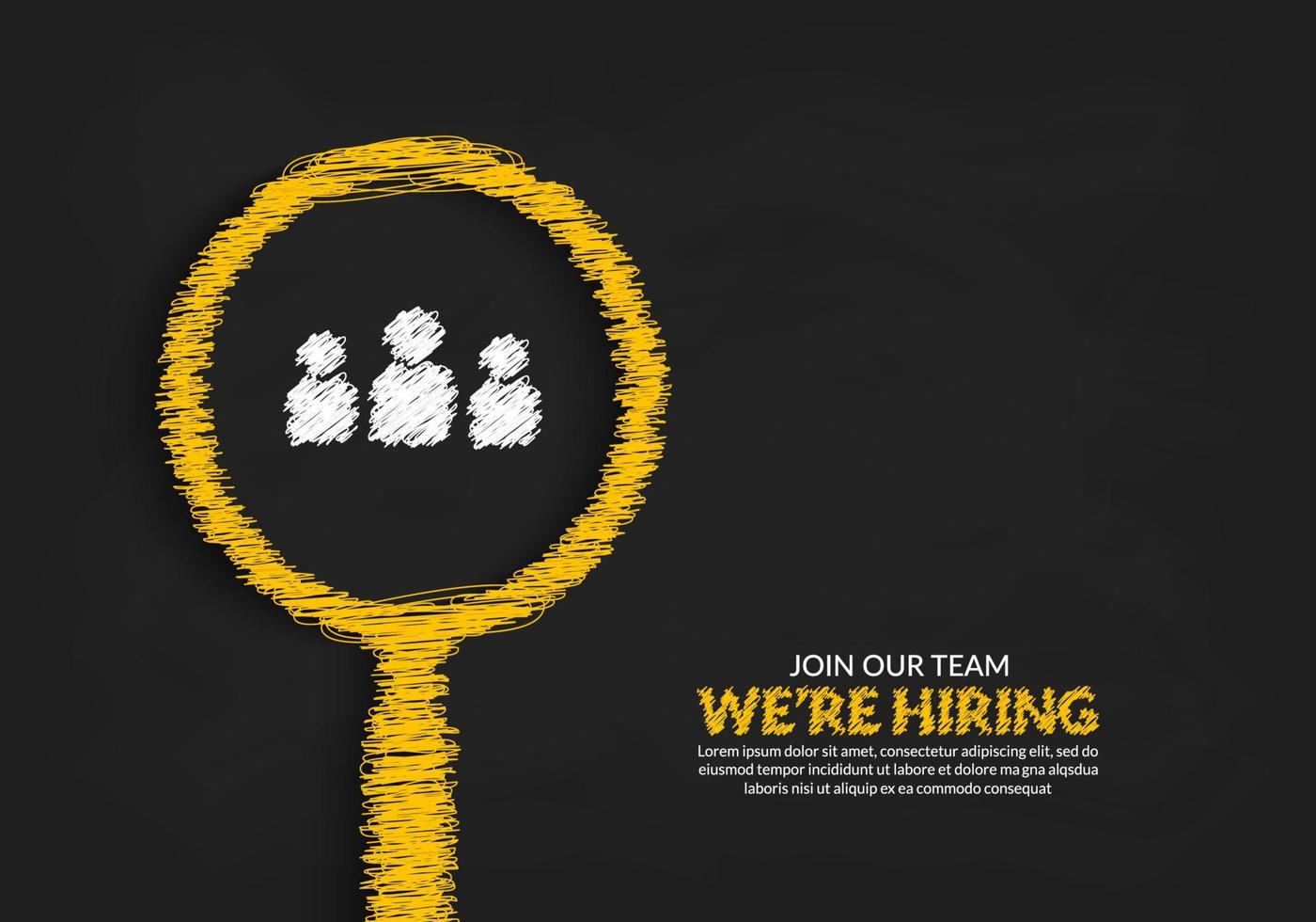 Minimal job vacancy banner for social media post, We are hring background with scribble magnifying glass vector