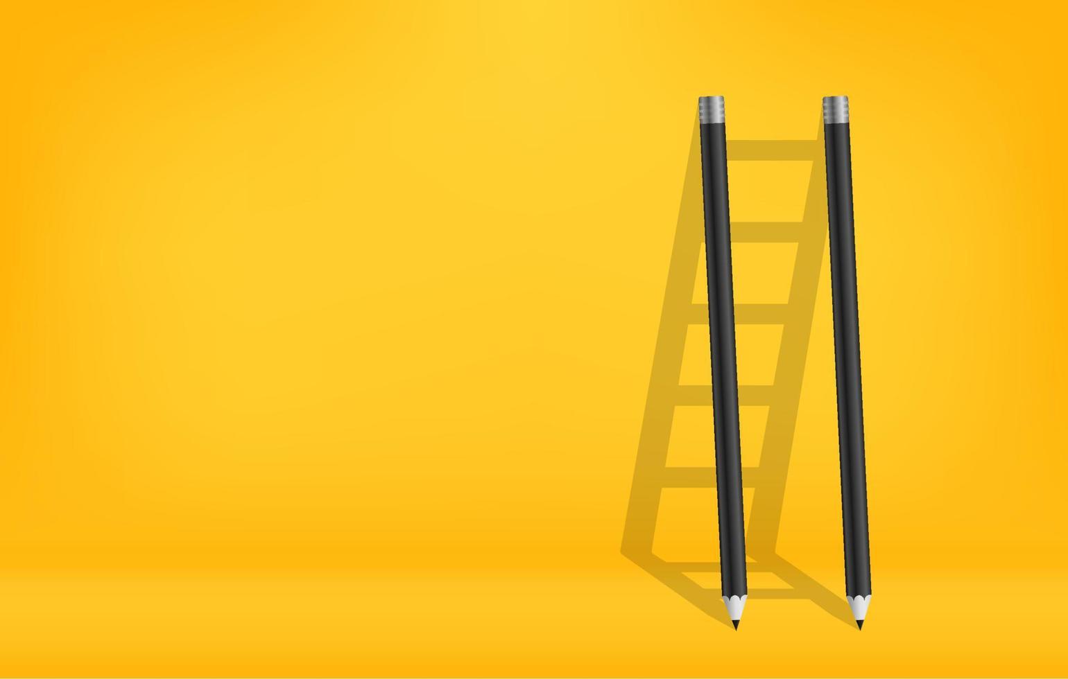 Pencils with shadow of ladder background, Stair of challenge to achieve business success concept vector