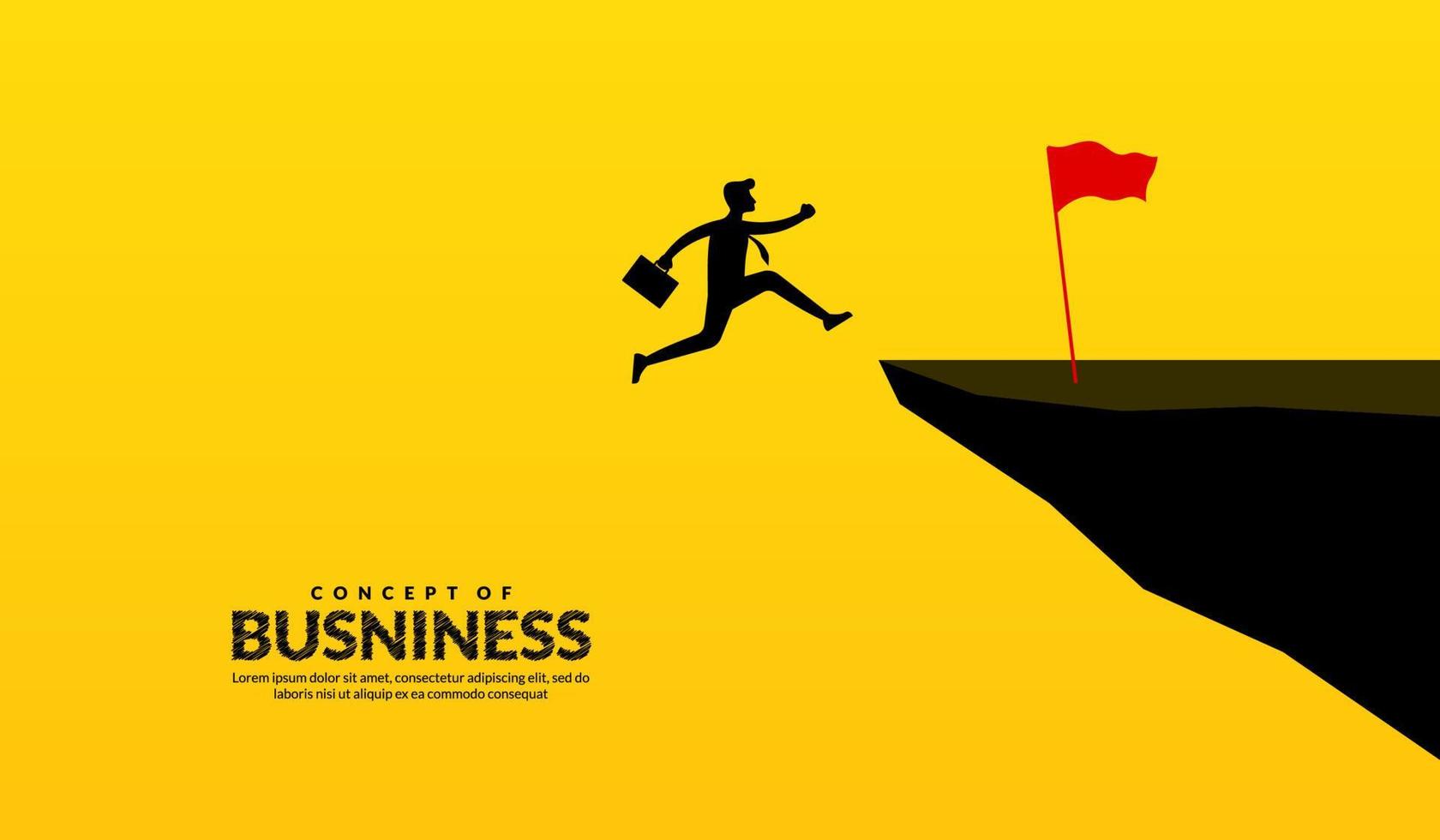 Businessman jump over cliffs through across obstacles to success, business overcome and success concept vector