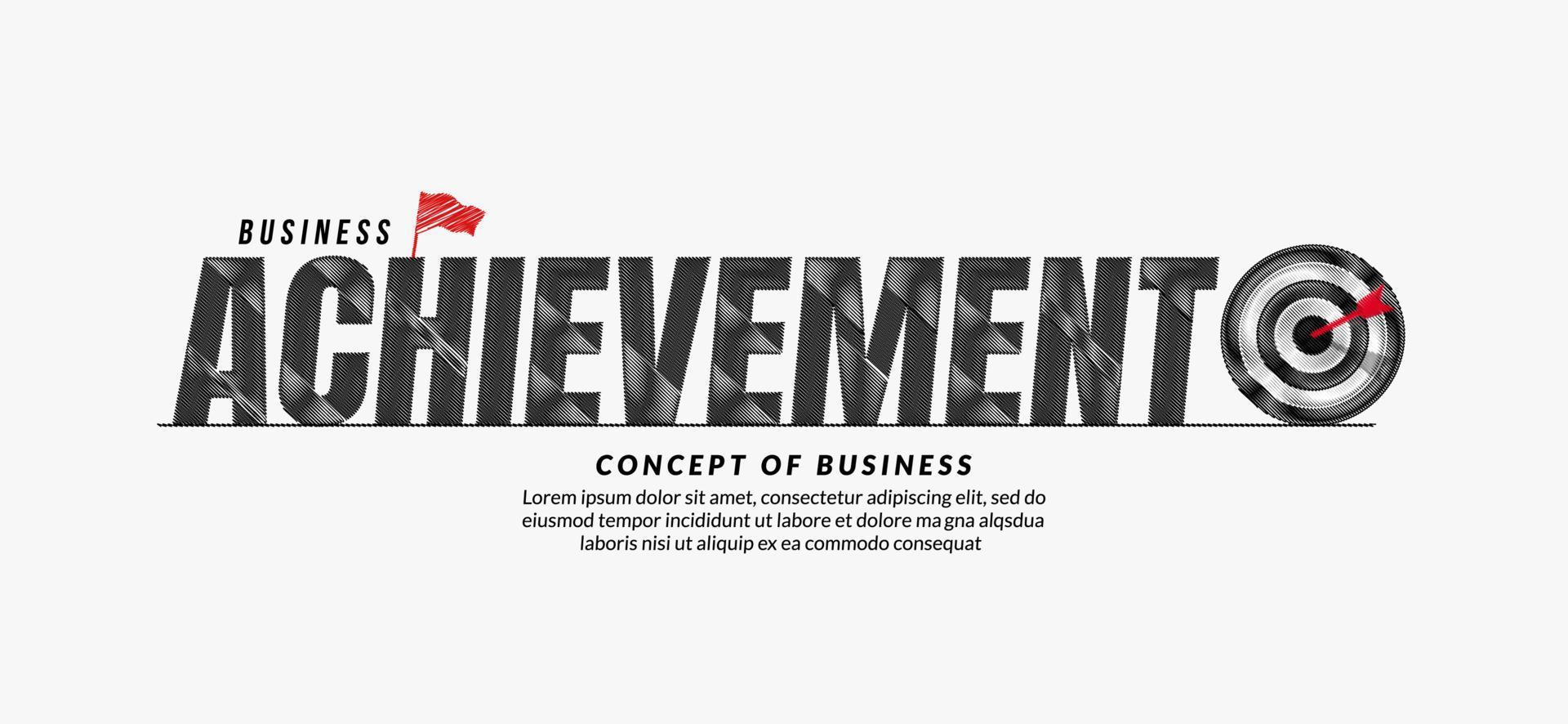 Achievement scribble text design background, business target lettering typography concept vector