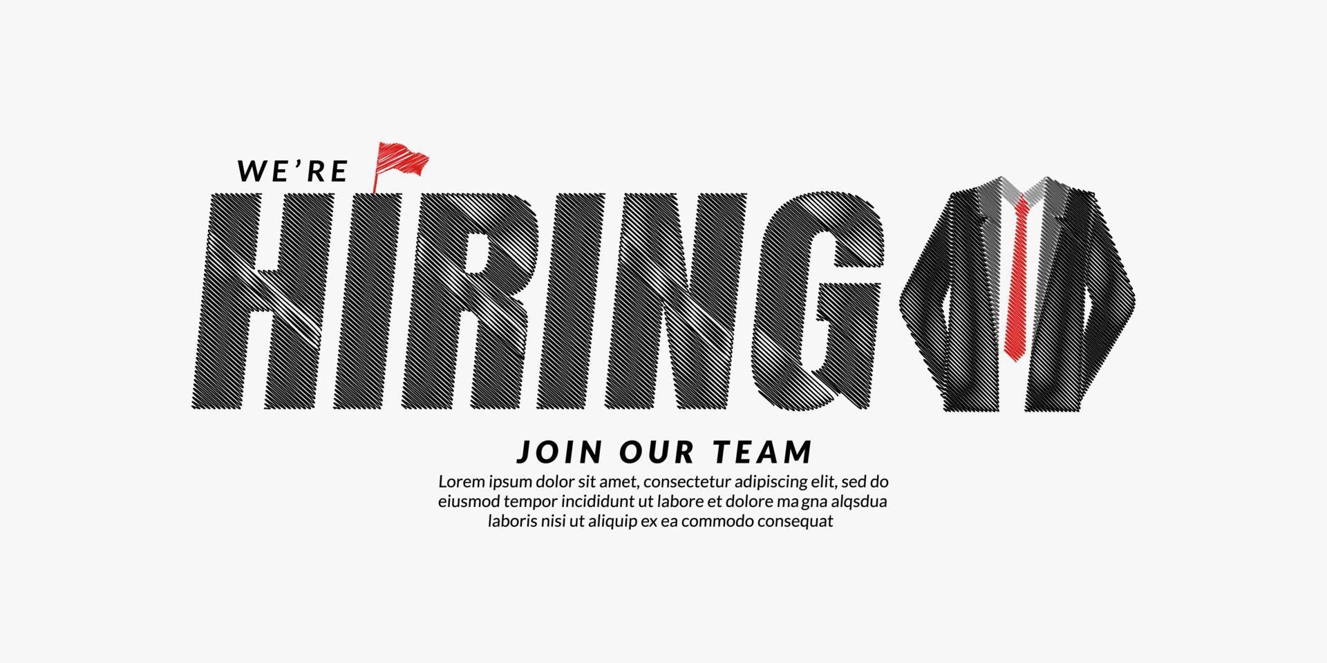 We are hiring scribble text design background, job vacancy lettering typography, Business recruitment concept vector