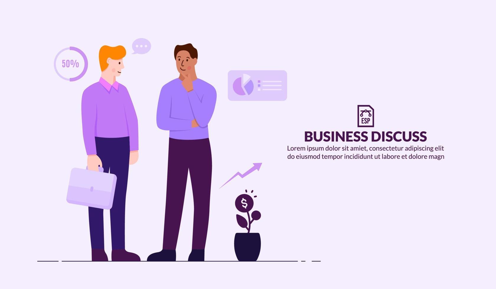 Business discussion concept, people discussing solution ideas vector