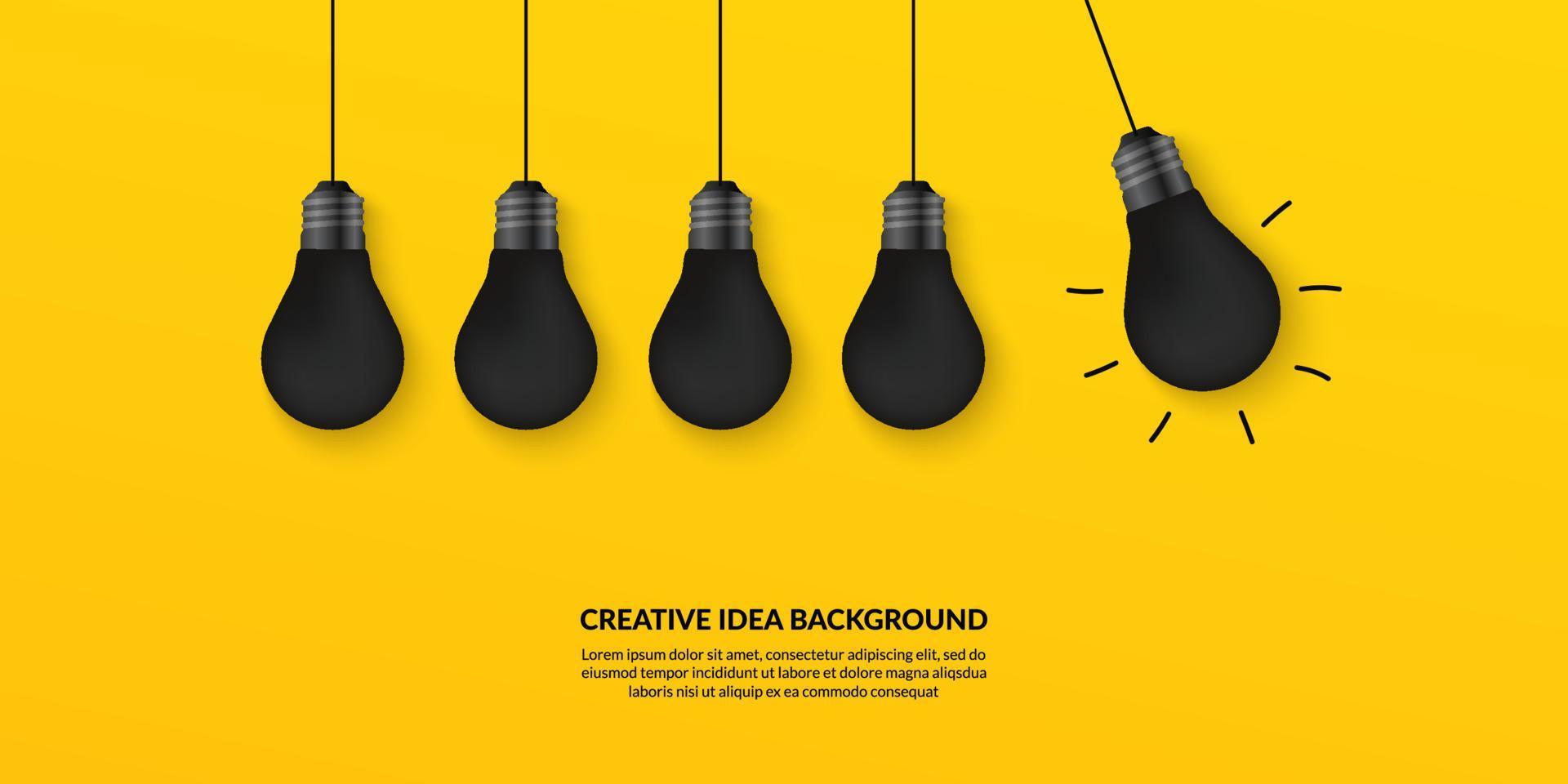 Creative idea with light bulbs on yellow background, Think different concept vector