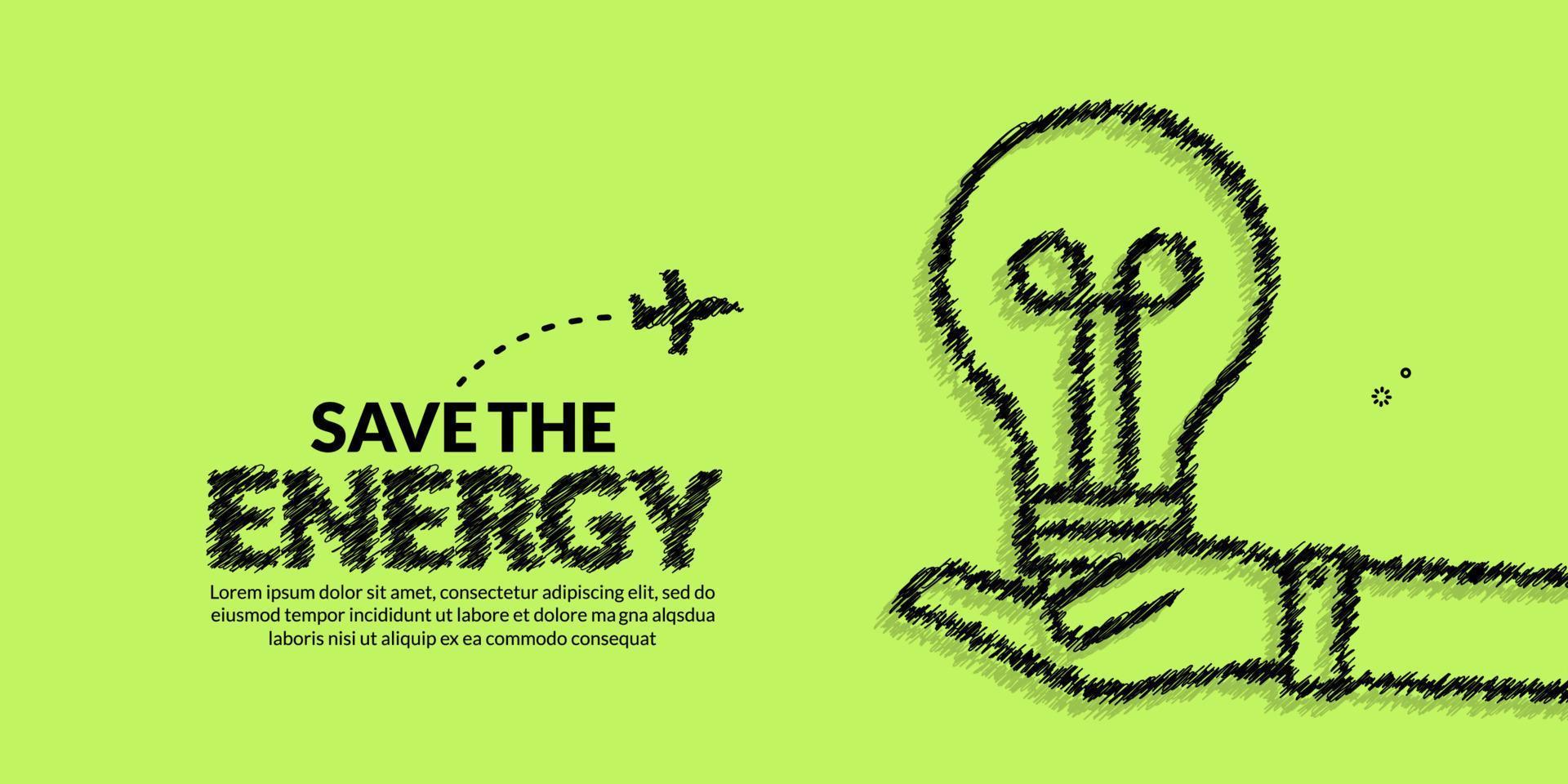 Eco energy saving and save the world social media post template, Hand hold light bulb plant on background vector