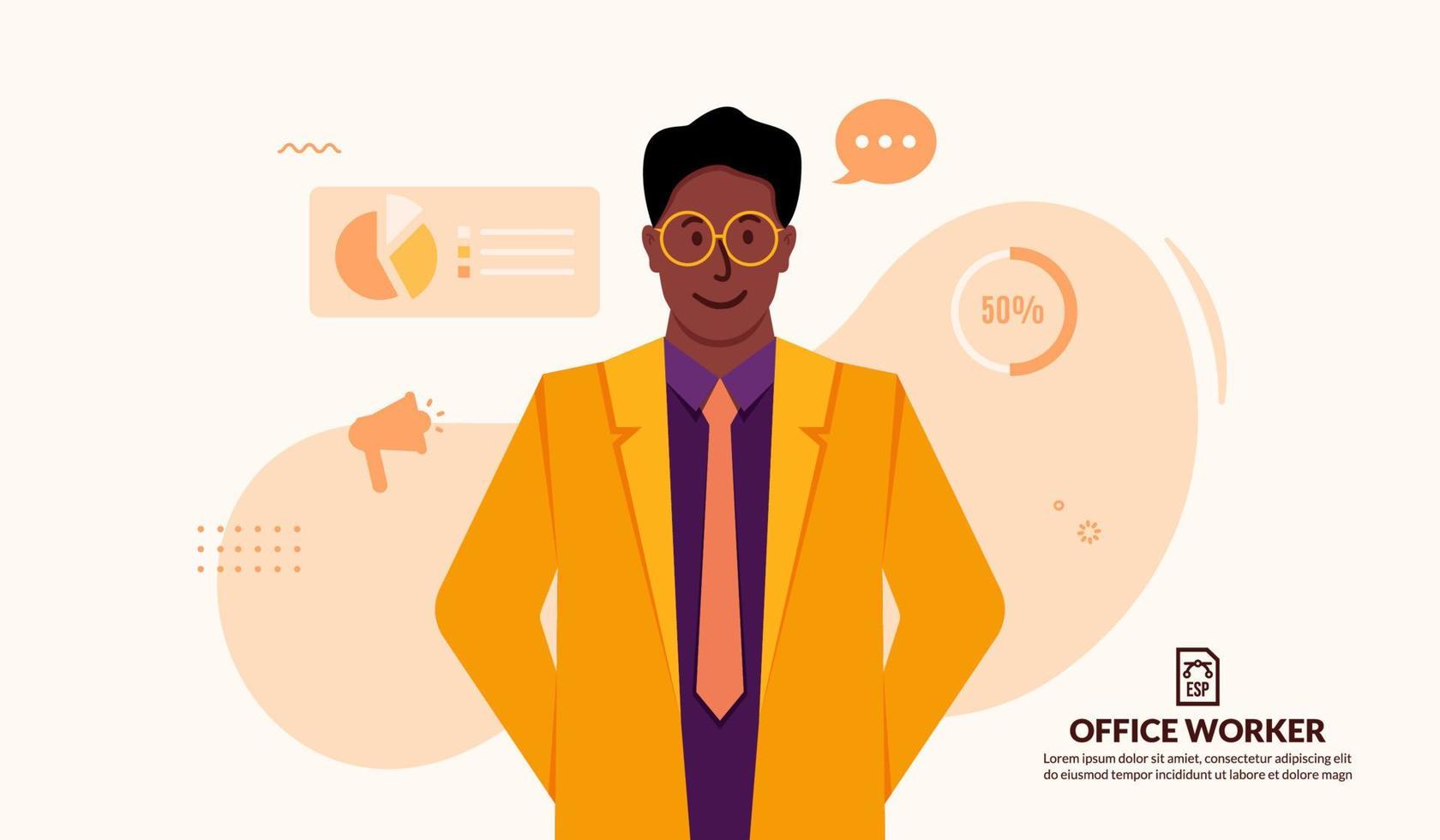 Office worker life, businessman illustration concept vector