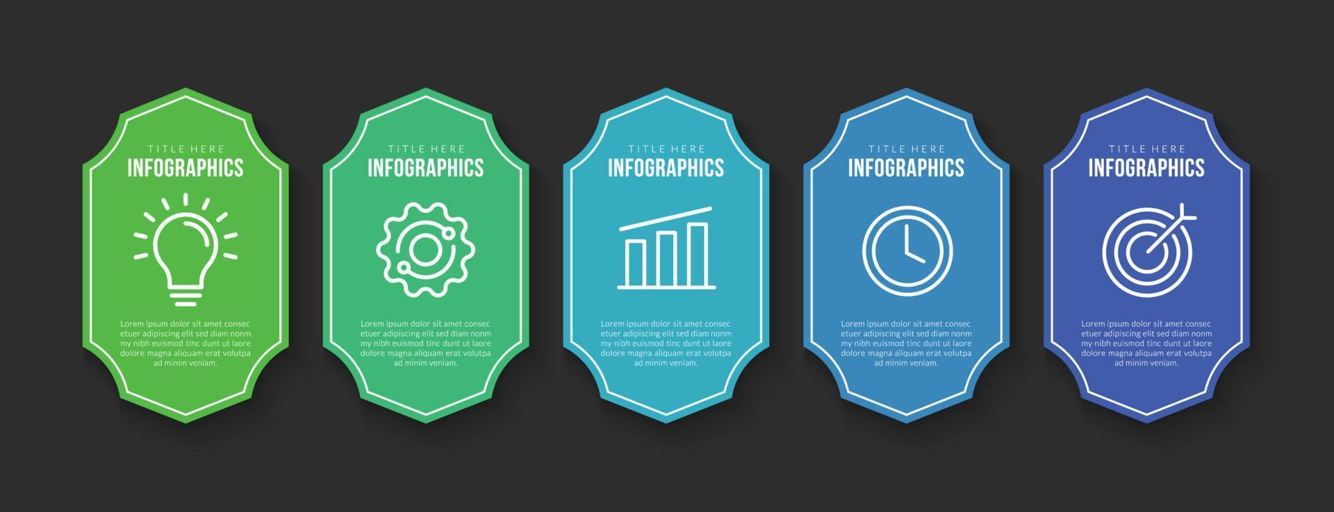 PrintBusiness workflow infographic template design with 5 options, Business timeline data visualization concept vector