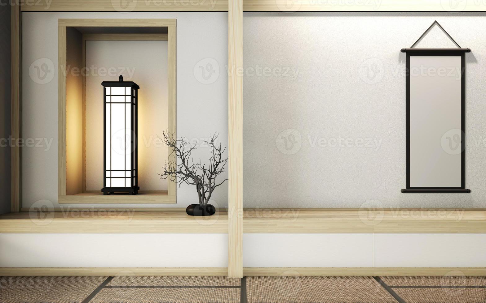 habitación de estilo muy zen con decoración de estilo japonés en tatami representación 3d foto