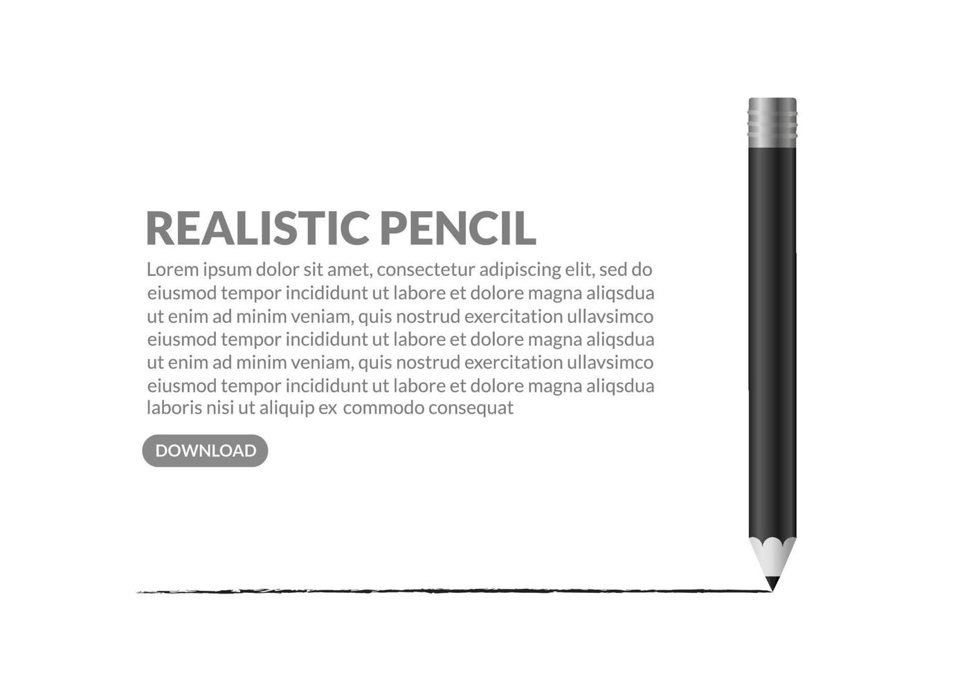 lápiz negro realista isoalted sobre fondo blanco vector